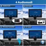 Écran Portable 7" CarPlay Android Auto sans fil Caméra AHD