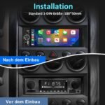 Autoradio 1DIN CarPlay Android Auto 6.3" RDS Caméra Incluse