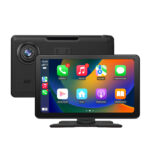 Écran CarPlay Android Auto sans fil 9 pouces portable avec caméra de recul