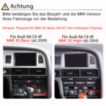 Écran CarPlay Android Auto 8.8 pouces Audi A6 4F MMI 2G High 3G Basic (2004-2012)