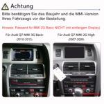 Interface CarPlay Android Auto pour Audi Q7 4L MMI 2G High 3G Basic Navi
