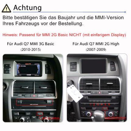 Interface CarPlay Android Auto pour Audi Q7 4L MMI 2G High 3G Basic Navi