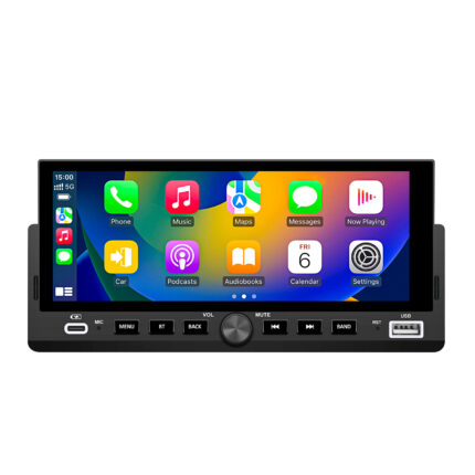 Écran CarPlay Android Auto sans fil 1 DIN 6.8 pouces RDS Bluetooth avec caméra de recul