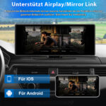 Écran CarPlay Android Auto sans fil 10.26 pouces portable avec caméra de recul
