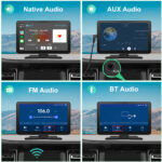Écran CarPlay Android Auto sans fil 9 pouces portable avec caméra de recul