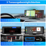 Écran CarPlay Android Auto sans fil 10.26 pouces portable avec caméra de recul