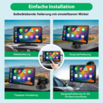 Écran CarPlay Android Auto sans fil 9 pouces portable avec caméra de recul