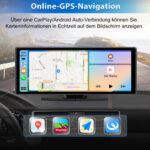 Écran CarPlay Android Auto sans fil 10.26 pouces portable avec caméra de recul