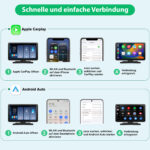 Écran CarPlay Android Auto sans fil 9 pouces portable avec caméra de recul